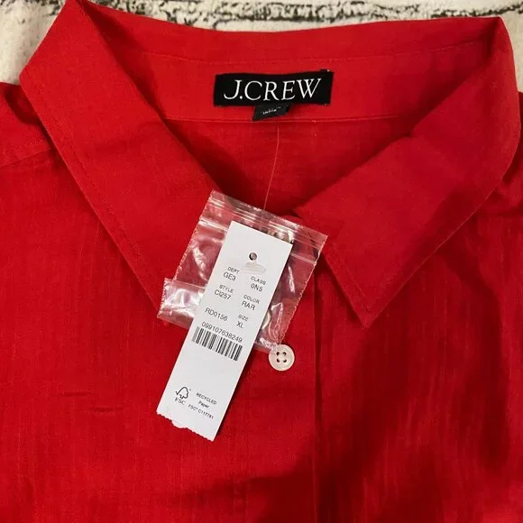 J. Crew Airy gauze button-up shirt XL - Picture 8 of 10